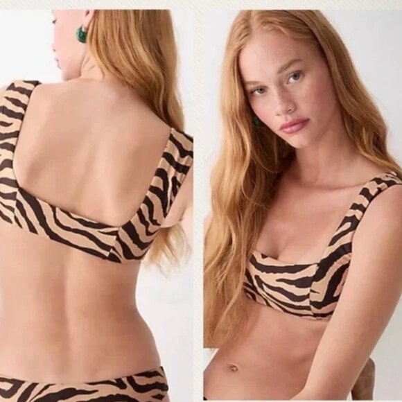 NWT J. Crew | XS/Small 2pc Top & Bottom Zebra Stripe Bikini - Picture 1 of 9